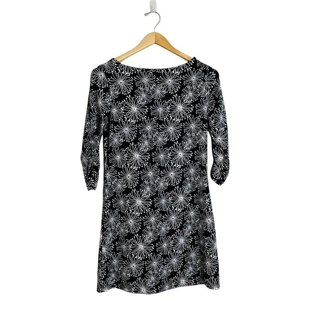 🍀Soybu Women’s Sz Small Black and White Floral Boatneck Stretch Dress NEW